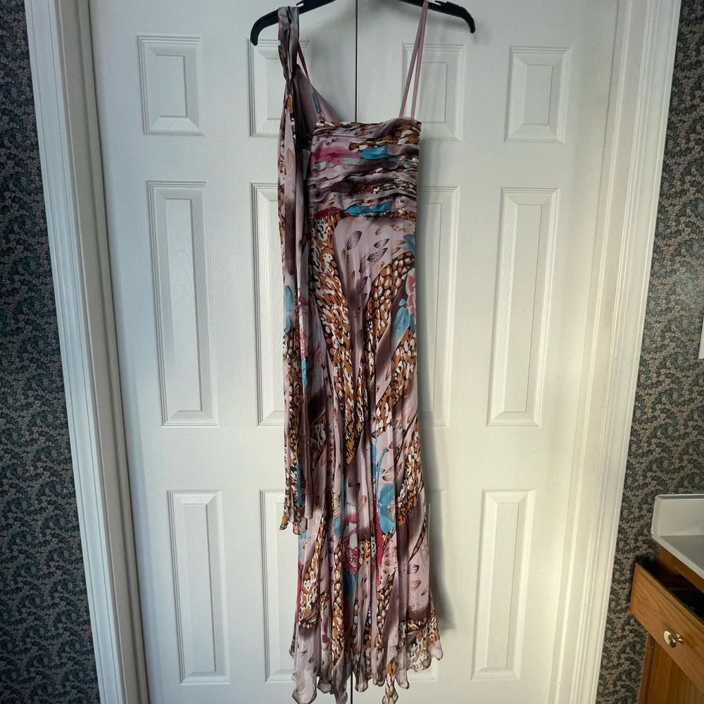 Nina Austin Pink and Purple Maxi Sundress with Ruched Tiered Design for Cocktail - Picture 3 of 10